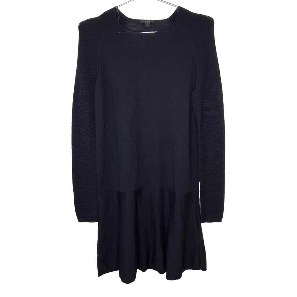 COS 100% Merino Wool Long Sleeve Knit Dress Minimalist Drop Waist